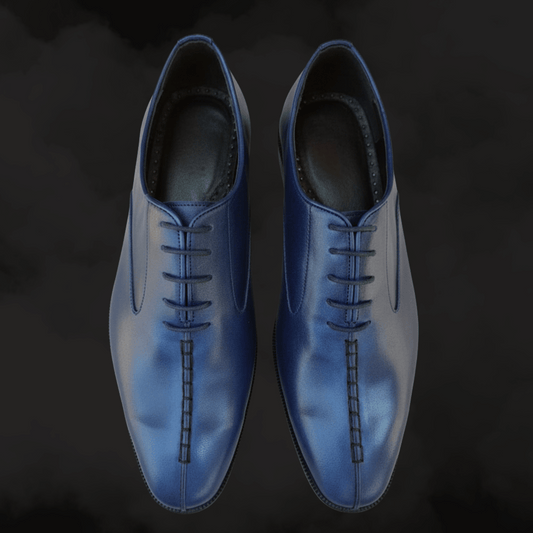 Hand-stitched Blue Leather Oxfords