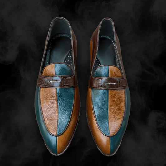Two-Tone Leather shoes with Double Leather Sole