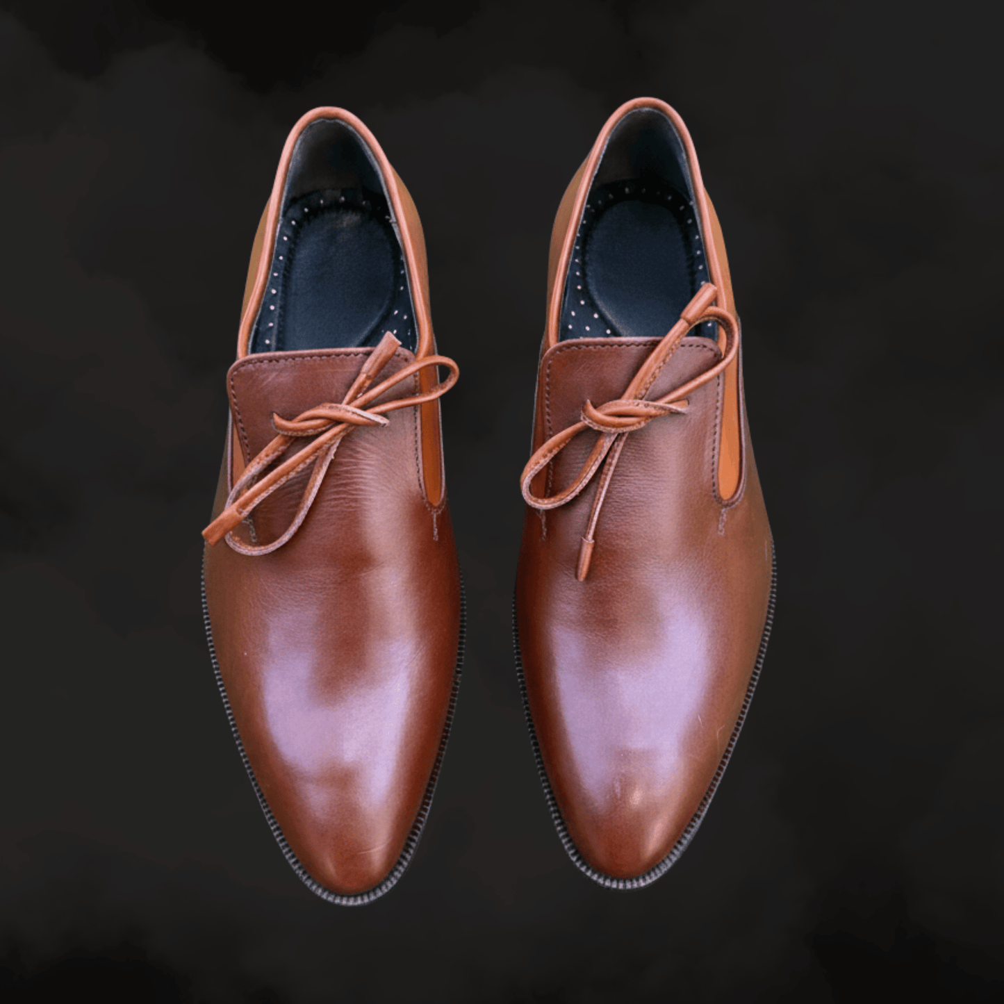 Tan Leather Derby Shoes - Ahmedandco