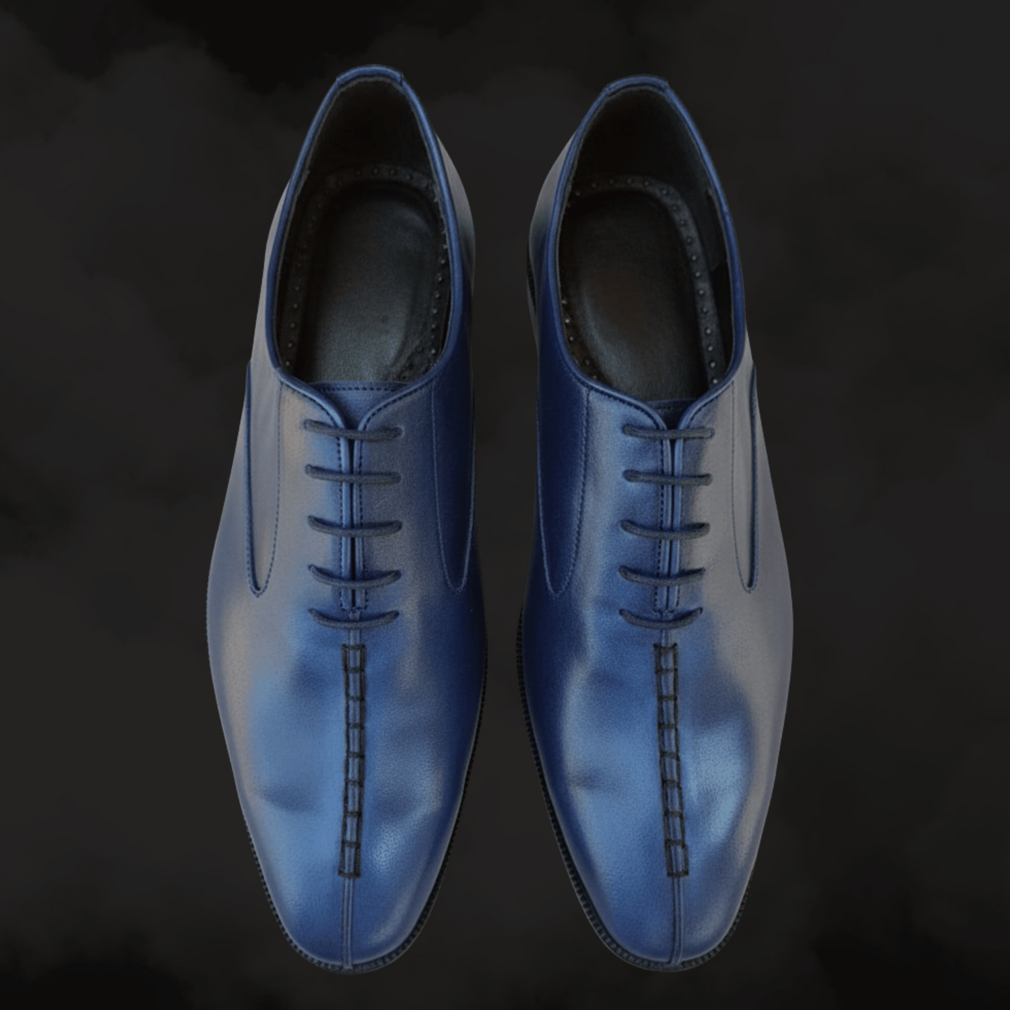 Hand-stitched Blue Leather Oxfords