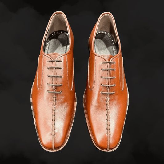Hand - stitched Tan Leather Oxfords - Ahmedandco