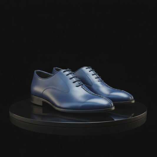 Hand-stitched Blue Leather Oxfords