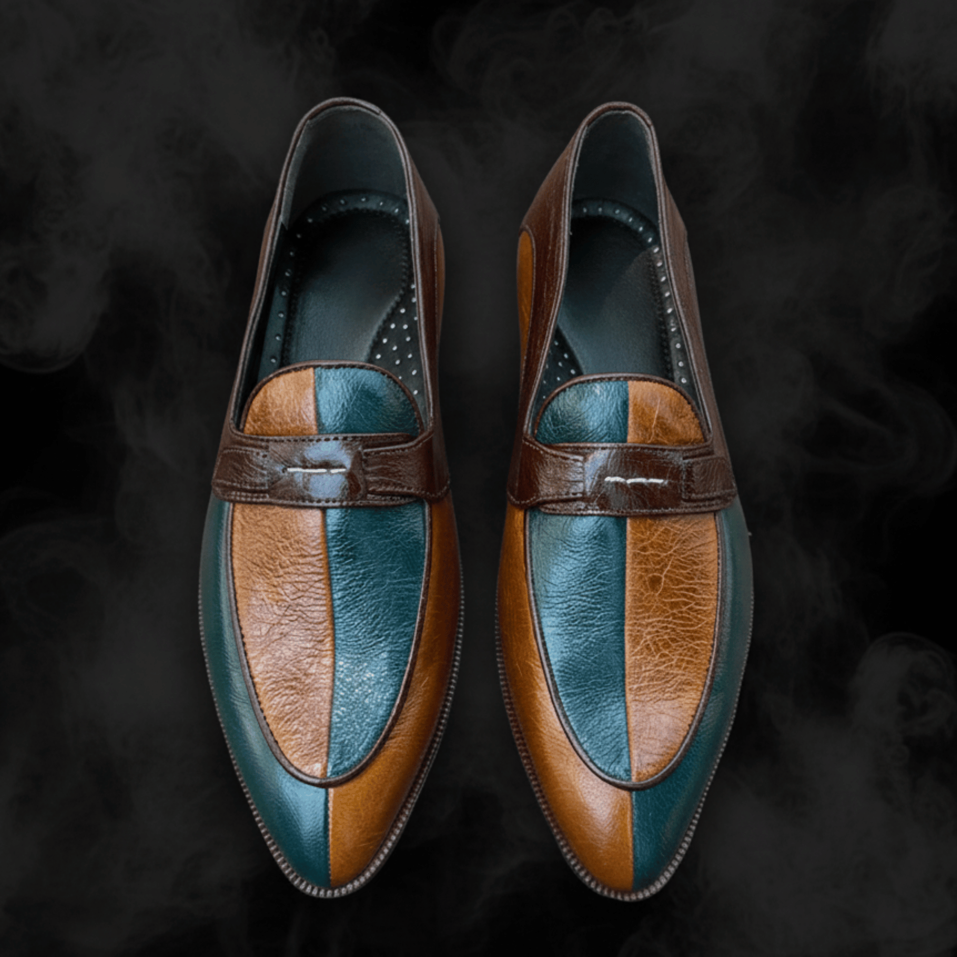 Two - Tone Leather shoes with Double Leather Sole - Ahmedandco